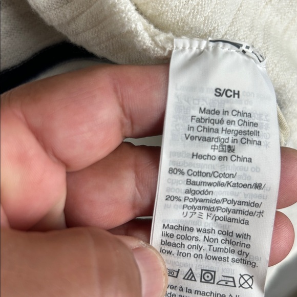 Madewell Long Open Front Cardigan Striped Textured Ivory Navy Size S - Picture 14 of 16